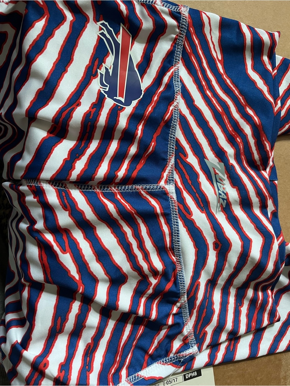 Zubaz Bold Blue & Red Striped Athletic Leggings - Go Bills! - Picture 3 of 5